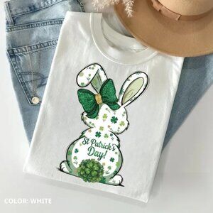 Cute St Patricks Day Bunny Shirt, Lucky Shamrock Tee